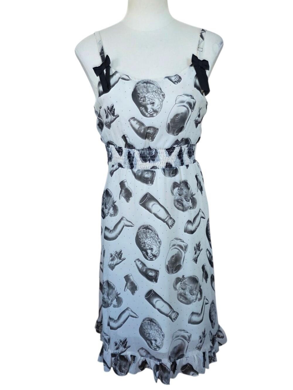 Sourpuss Doll Parts Dress Rare Sold Out Gothic Creepy Cute Midi Dress Womens M